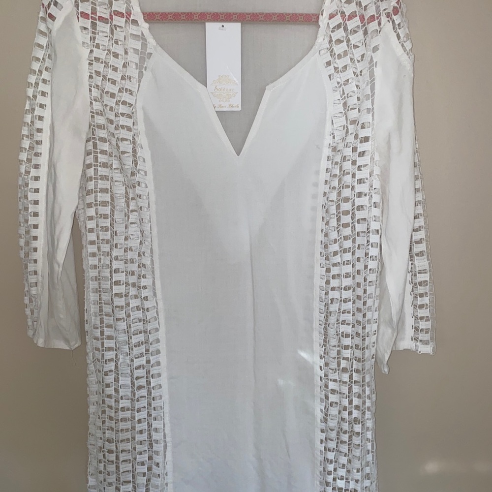 Solitaire swim cover up sheer white Sz M